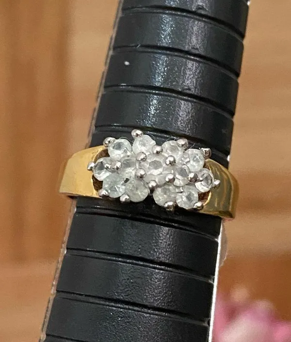Vintage 18KGE Gold Electroplated CZ Cocktail Ring Size 8 - Image 9