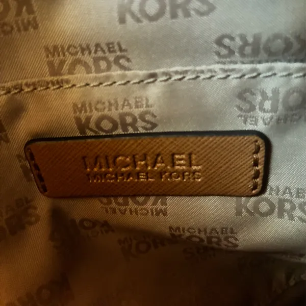 Michael Kors Gold and Brown Crossbody Bag - Image 7