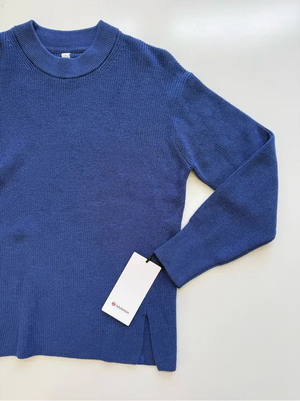 NWT lululemon Merino Wool-Blend Ribbed Crewneck Sweater Heathered Psychic Blue 4 - Image 7