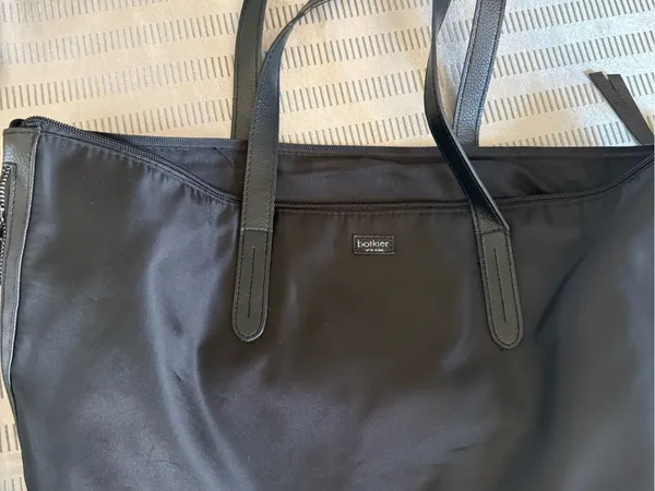 Botkier New York Bond Black Nylon Tote Bag Leather Trim Side Zip Detail - Image 2