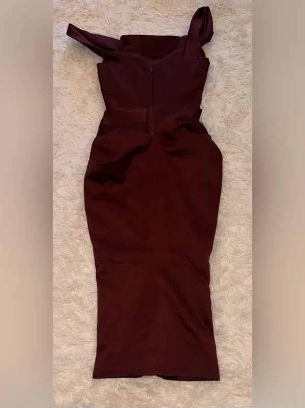 NEW HOUSE OF CB Rhonda Raisin Off Shoulder Corset Dress sz S - Image 9