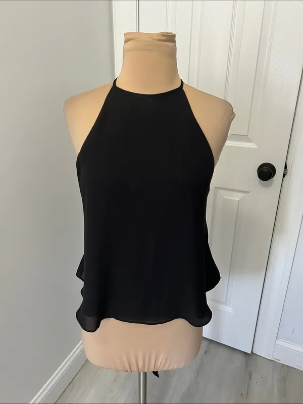 Zara TRF Collection Black Chiffon Halter Top - Image 4