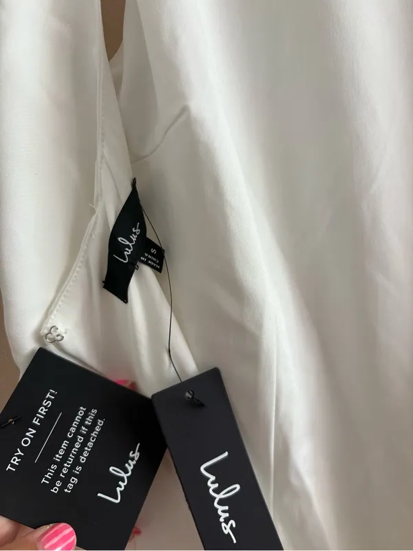 Lulus Superb Aura White Ruffled Drop Waist Mini Dress Size Small Classic Bridal - Image 6