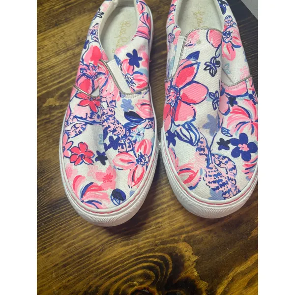 Lilly Pulitzer Pink And Blue Mules Size‎ 7.5 - Image 3