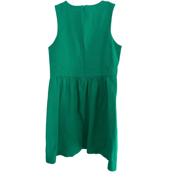 J.Crew Womens Kelly‎ Green Sleeveless Fit and Flare Textured Slub Knit Dress M - Image 2