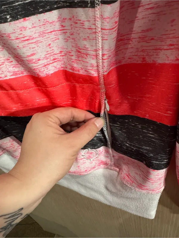 Women’s Empyre Striped Hooded Sweatshirt - Red, Black & White Size Small - Image 4