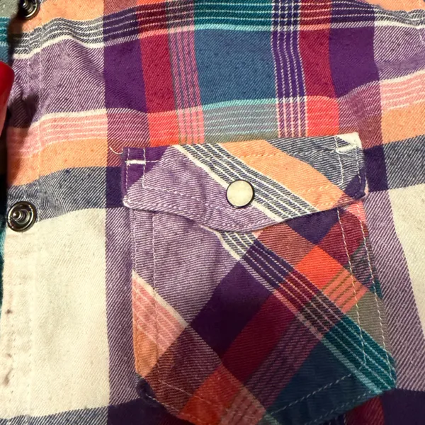 American Eagle Plaid Snap Button Shirt Size Small Cotton - Image 4