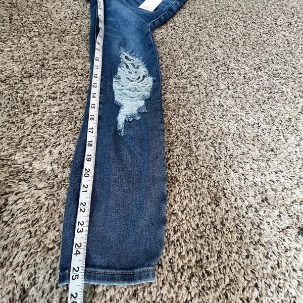 Good‎ American Blue High Rise Straight Leg Jeans Ripped Distressed Size 00 24 - Image 7