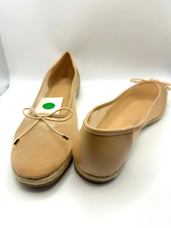A New Day Beige Mesh Bow Espadrille Ballet Flats Balletcore Coquette Ballerina - Image 6