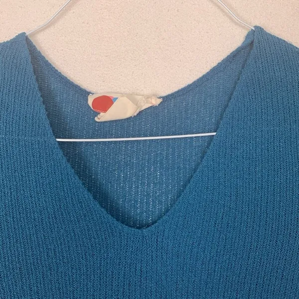 FP Beach women's size small blue knit Montauk midi sweater dress v neck puff sle - Image 7