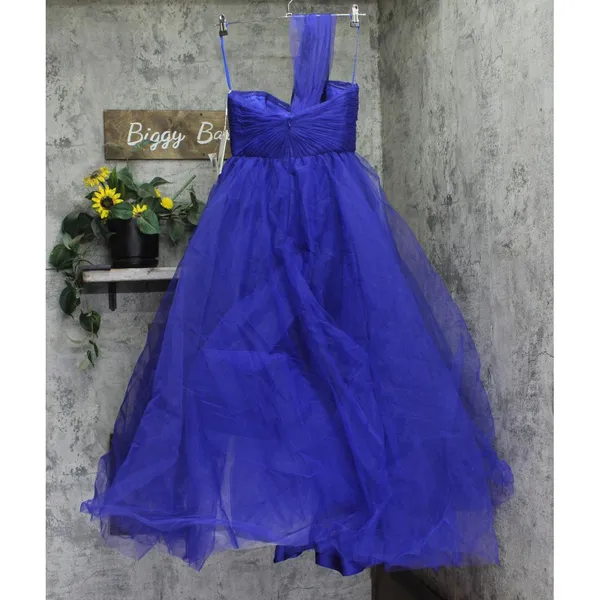 Mac Duggal Womens One Side Off the Shoulder Bustier Ball Gown Cobalt Blue 6 - Image 2