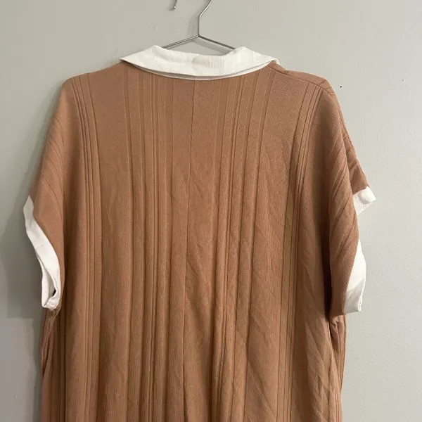 ASOS Design Contrast Collar Oversized Rib Romper In Brown - Image 11