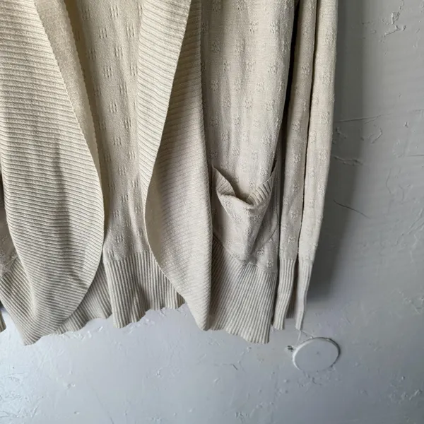 Kimchi Blue Sweater Coquette Medium Cream Open Front‎ Cardigan Pockets Boho - Image 3