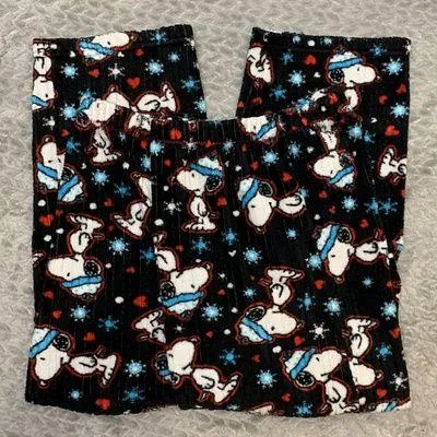 Peanuts Snoopy Fleece Black Pajama Pants Size S - Image 2