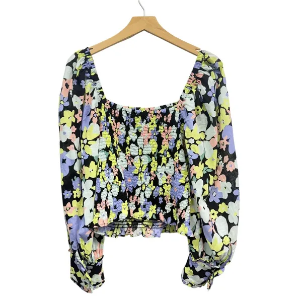 Free People Ariana Printed Floral Top Retro Combo size Medium - Image 6