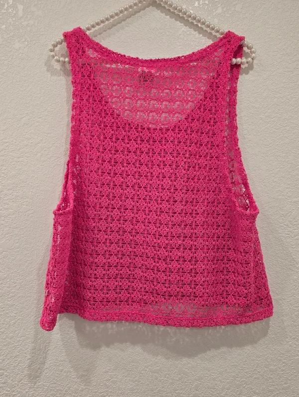 Victoria's Secret PINK Top Crochet Style Cover Up L Pink - Image 2