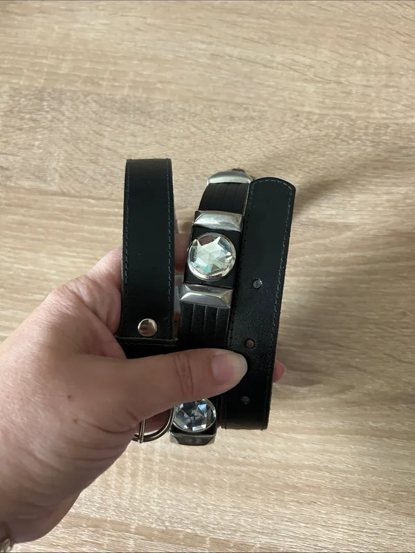 Black Studded belt Strap with Crystal Accents - Image 2