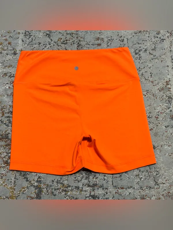 Yogalicious High-Waisted Neon Orange Biker Shorts size Medium - Image 3