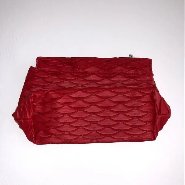 Red Scallop Textured Zippered Cosmetic Makeup Organizer Bag RevitaLash - Image 3