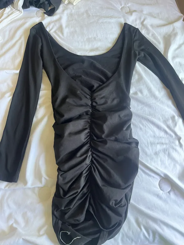 Amazon Black Long Sleeve Backless Dress - Image 2