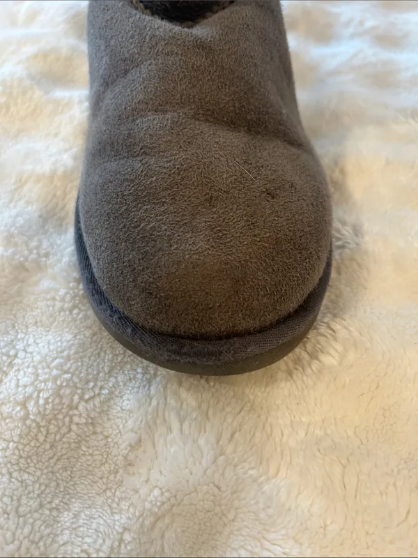 UGG Charcoal Suede Shearling Button Boot Gray Size 6 - Image 8