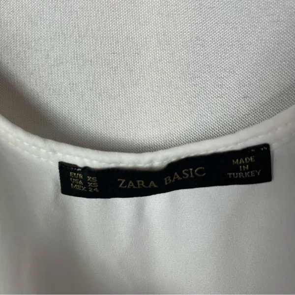 Zara Basic White Scoop Neck Chiffon Tank Top‎ XS - Image 4