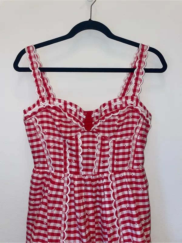 NWT Anthropologie Sleeveless Sweetheart Gingham Midi Dress - Image 4