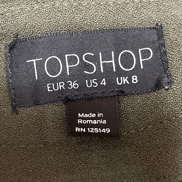 Topshop Women's Green High Waisted Pleated Straight Ankle Trousers Pants Size 4 - Image 4