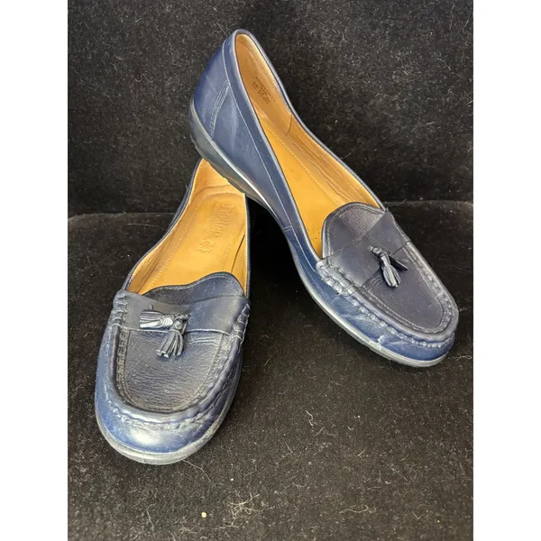 Hotter Comfort Concept Navy Blue Leather Tassel Loafers Shoes Womens UK 7.5 - Image 7