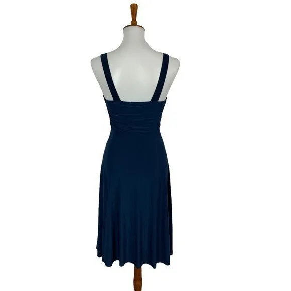 Georgiou Studio Blue Ruched Sleeveless Dress XS X-Chico Made In USA Boho‎ Chic - Image 5