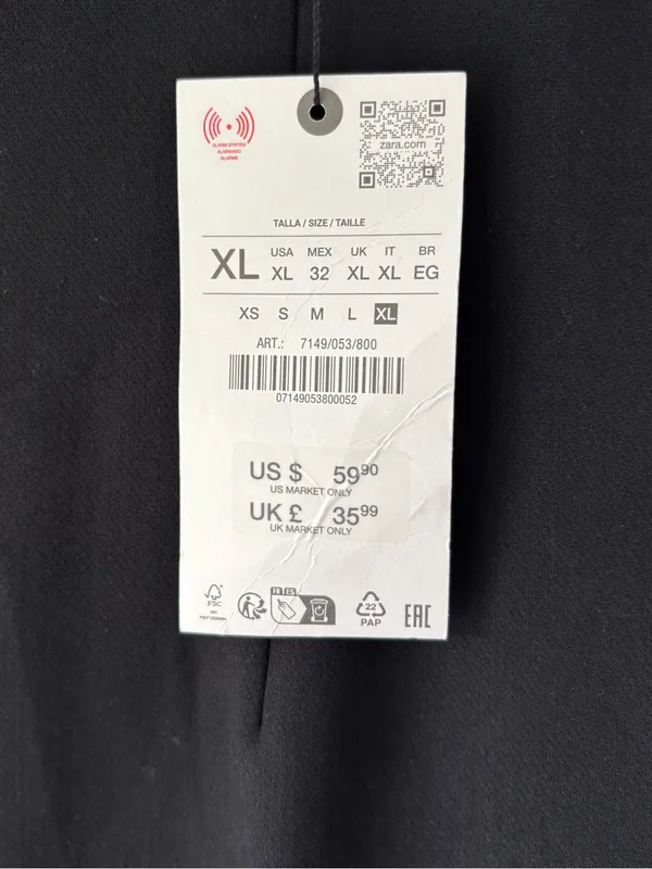 Zara Black High Waisted Wide Leg Trouser Dress Pants Business Professional Work - Image 6