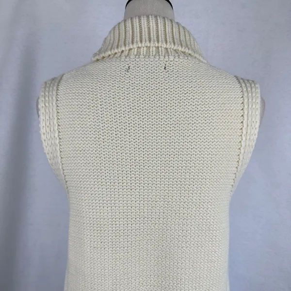 Cream Cable Knit Turtleneck Sleeveless Sweater Vest Women's Small Cozy‎ Casual - Image 5