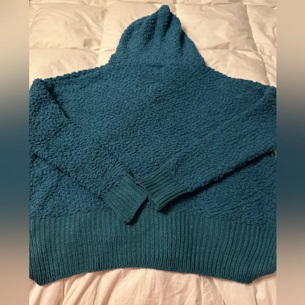 POL Teal V-Neck Oversized Hooded Sweater - NWOT - Size L - Image 5