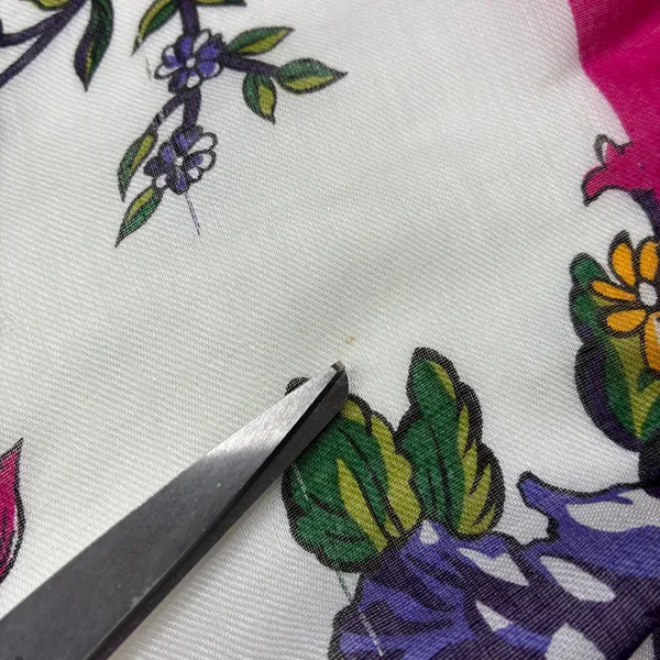 ECHO Vintage Silk Scarf Pink White Floral Square 30.5” - Image 3