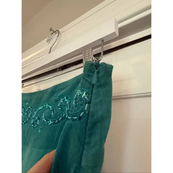 Lucy Paris turquoise corduroy beaded sequin Aline skirt size M - Image 7