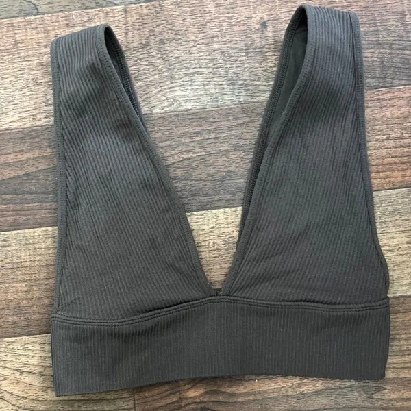 Garage Deep V-Neck Ribbed Bandeau - Gray - Image 6