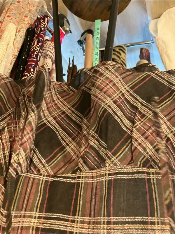 Umgee Brown and Pink Plaid Peplum Tunic - Image 5