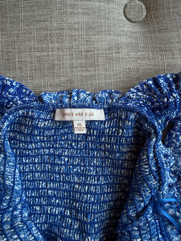 Skies Are Blue Blue Ruffled Tank - Image 3