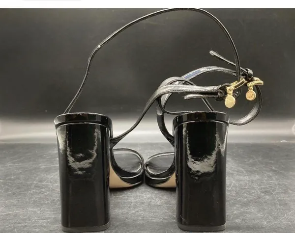 Michael Kors Black Patent Block Heel Sandals - Image 4