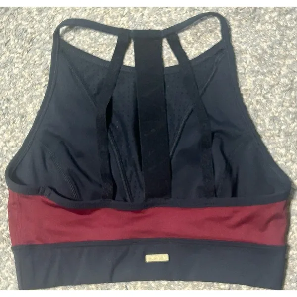 Alala Workout Top Sports Bra Black And Burgundy Sz Small Sleek with Mesh Gym Run - Image 3