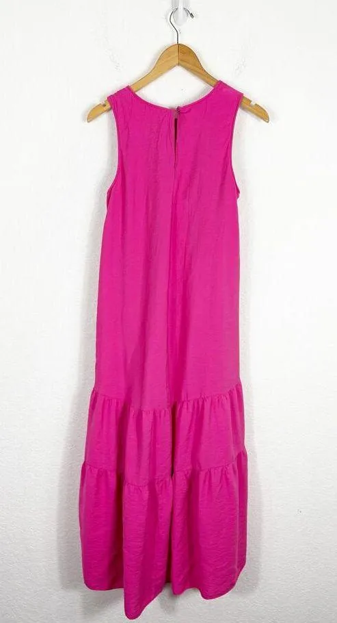 Anthropologie Maeve Marlene Tiered Maxi Dress Medium Pink Oversized Sleeveless - Image 13