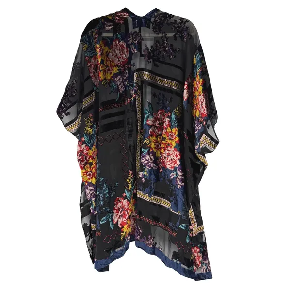 Boho Sheer Floral Kimono Cardigan Open Front Festival‎ Lagenlook OS - Image 2