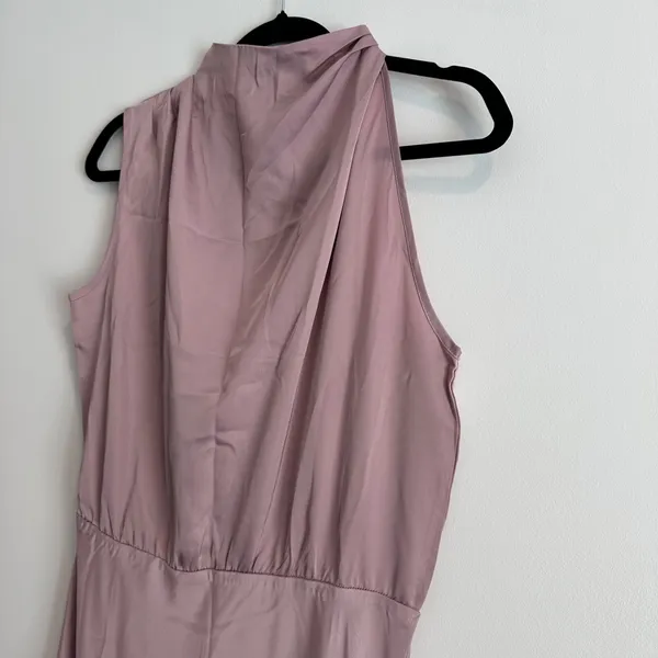 PrettyGarden High Neck Sleeveless Maxi Dress Women's Medium Purple Satin New - Image 4