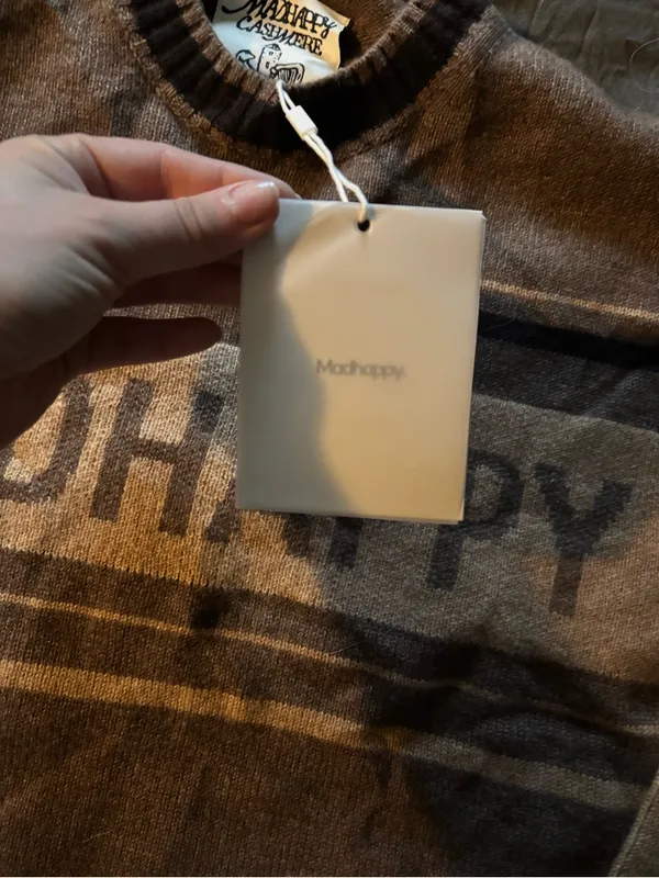 MADHAPPY Brown Striped Logo Crewneck Sweater - Image 2