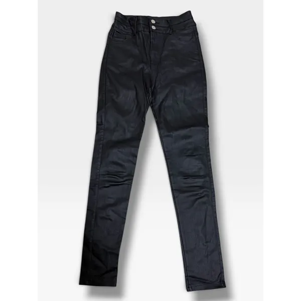 Apperloth Black Coated High Rise Skinny Pants Small Faux Leather Look Y2K S - Image 2