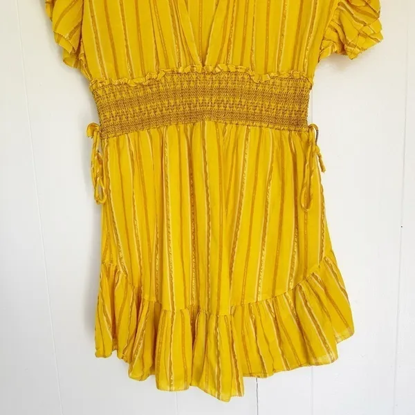 SAYLOR Metallic Stripe Smocked Waist Sundress Medium - Image 6