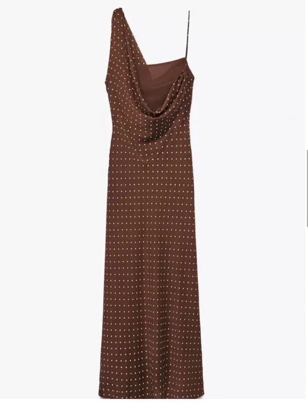 Zara Brown Polka Dot dress - Image 2