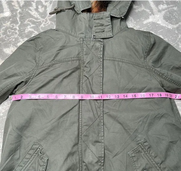 : Olive Green Faux Fur Canvas Coat - Image 4