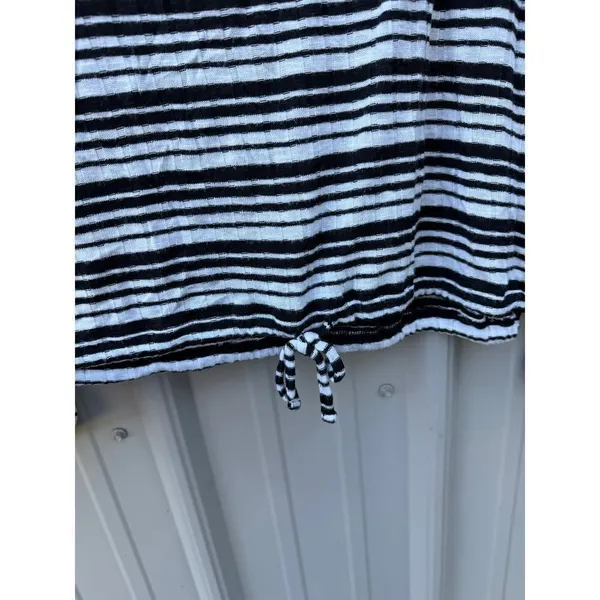 MUDD Womens Black White Striped Stretch Knit Long Sleeve Shirt Top Large - Image 5