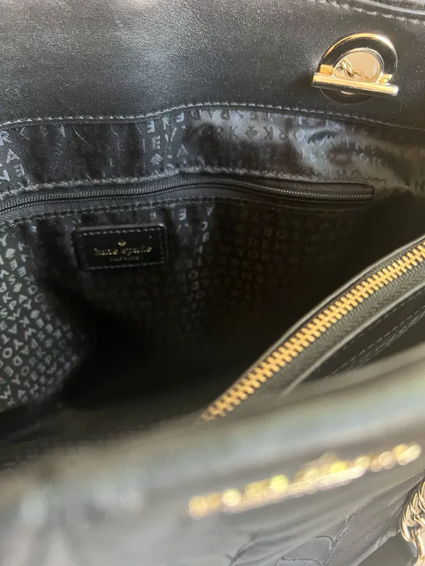 Kate Spade New York Briar Lane Willis Black Quilted Leather Chain Tote Bag NWOT - Image 5